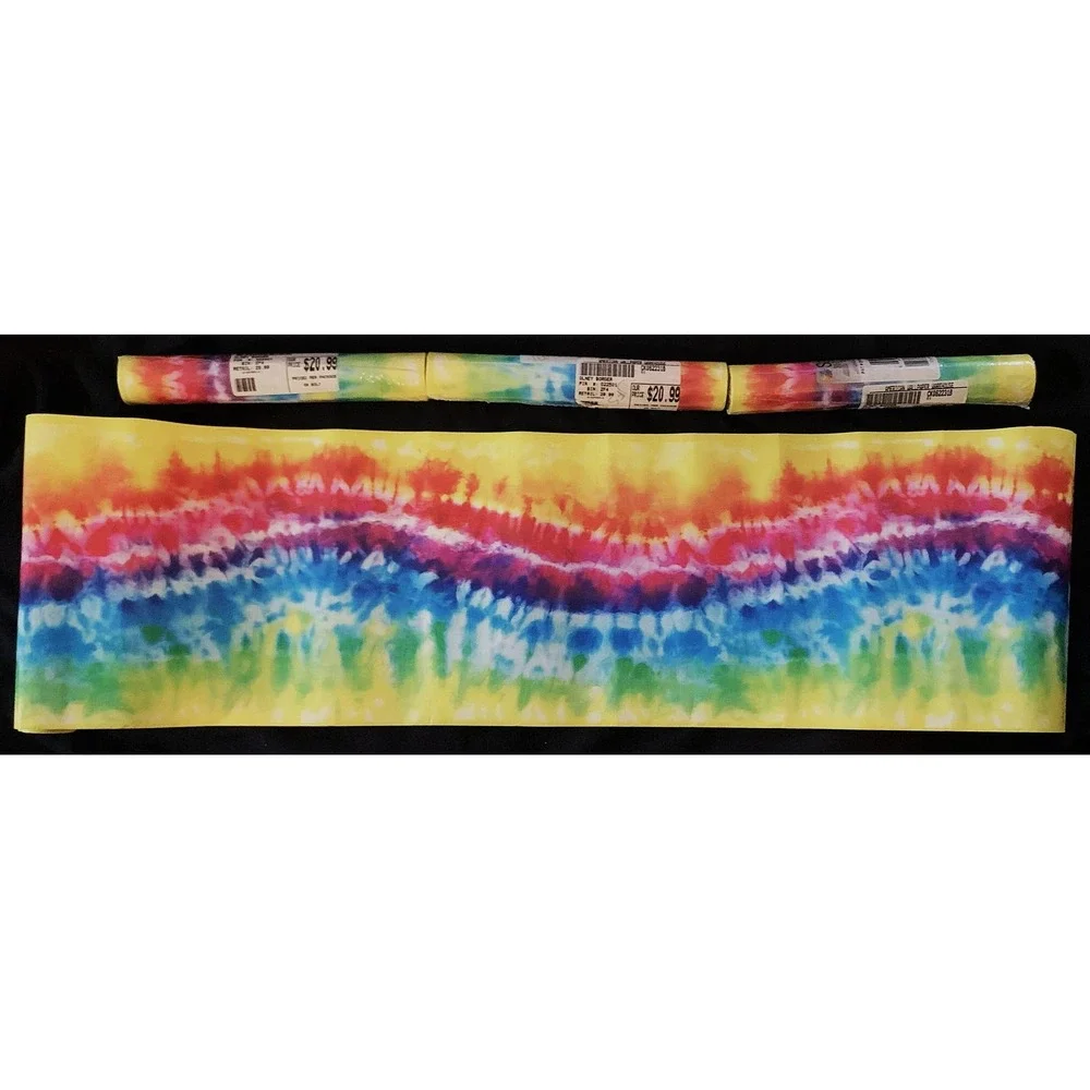 Retro Tie-Dye Rainbow Wave Vinyl Wallpaper Border - 4+ Rolls Vintage NOS